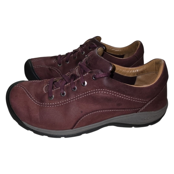 Keen Presidio II Red Leather Lace-up Comfort Sneakers Wide Toebox 9 Women's - Picture 2 of 11